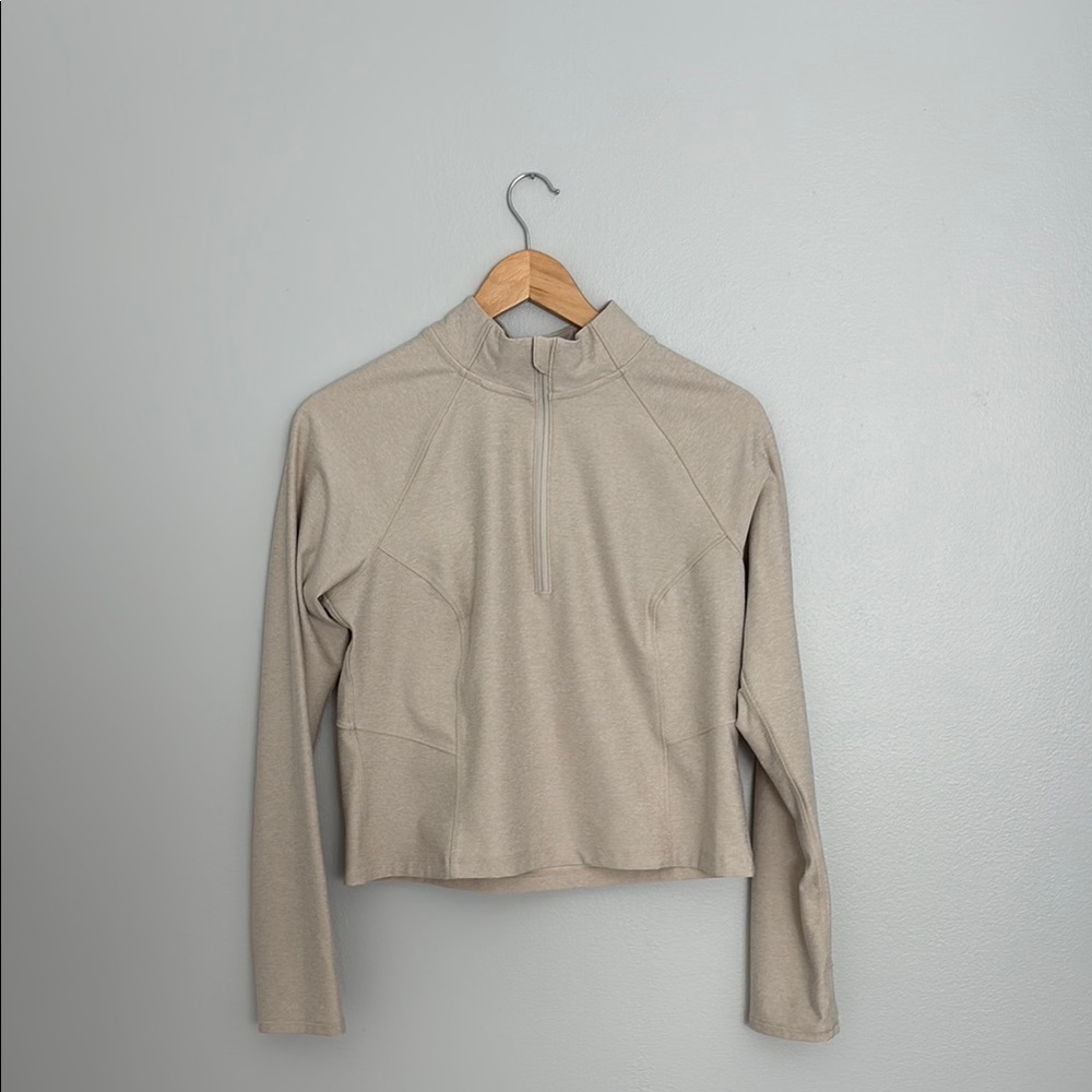 Old Navy Active CloudComfy Crop Quarter Zip Beige Size M